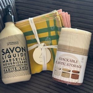Kitchen Bundle with Anthropologie Dishcloth Set, soap and storage containers